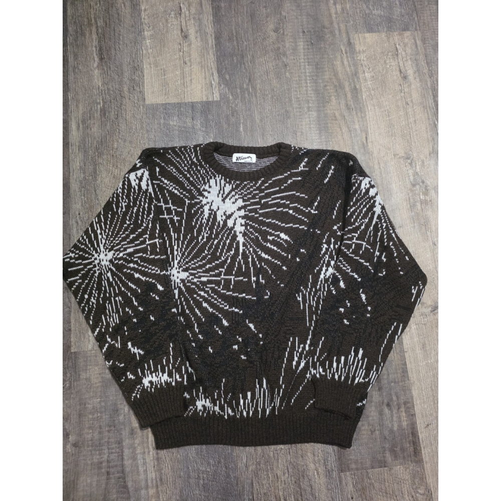 Atrium Brown Spiderweb Design Sweater Men's SIze Medium